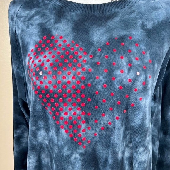 Tommy Hilfiger Blue Tie Dye Red Heart Side Stripe Sweatshirt Dress size L baddie - Picture 5 of 16